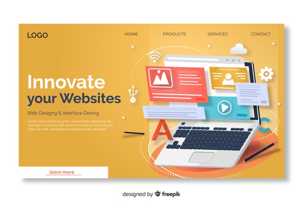 template-landing-page-with-laptop_23-2148324571